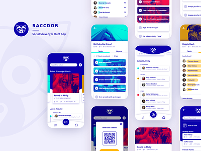 Raccoon - Scavenger Hunt App app design card ui mobile app design mobile app experience mobile design ui ux uidesign uxdesign