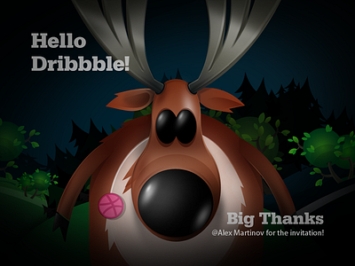 Hello Dribbble debut first shot hello moose thank you