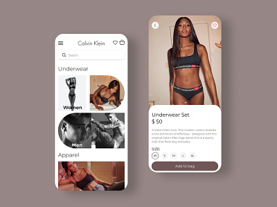Calvin Klein Store ios app app calvin klein design fashion figma ios lingerie mobile store ui