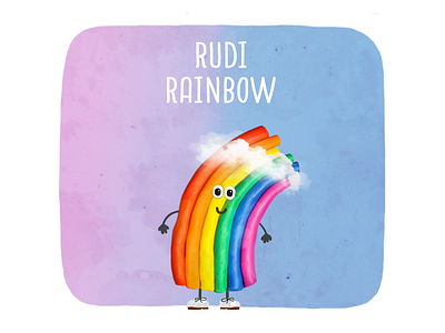 Rudi Rainbow character design childrens app illustration