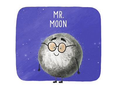 Mr. Moon character design childrens app illustration