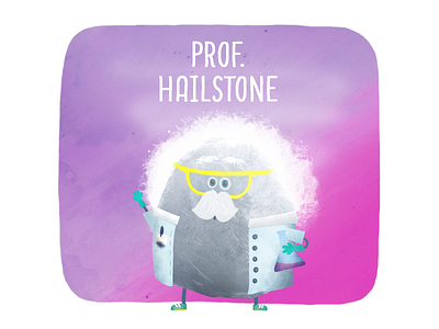 Professor Hailstone character design illustration kids app weather