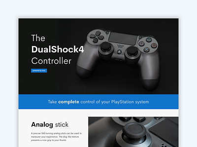 Controller Landing Page debut interface photography website