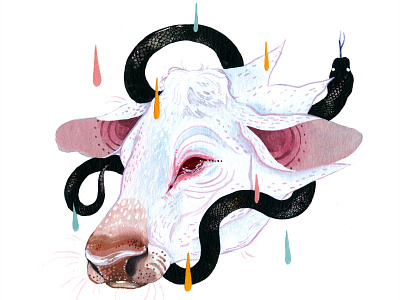 Cow Snake illustration illustration art illustrator painting watercolor