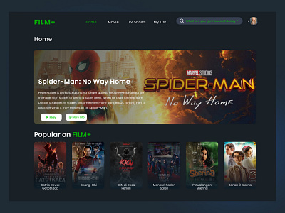 FILM+ | Movie Home Design design film home movie movies spiderman ui ux web website