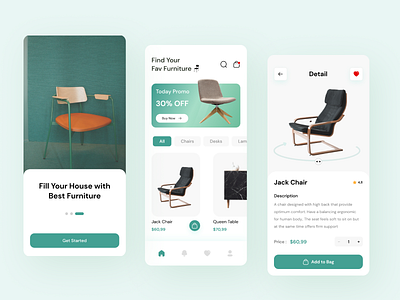 Furniture App app design graphic design ui user ux