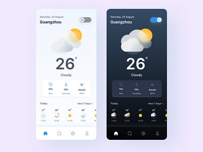 Weather App - Light / Dark Mode app design graphic design ui user ux