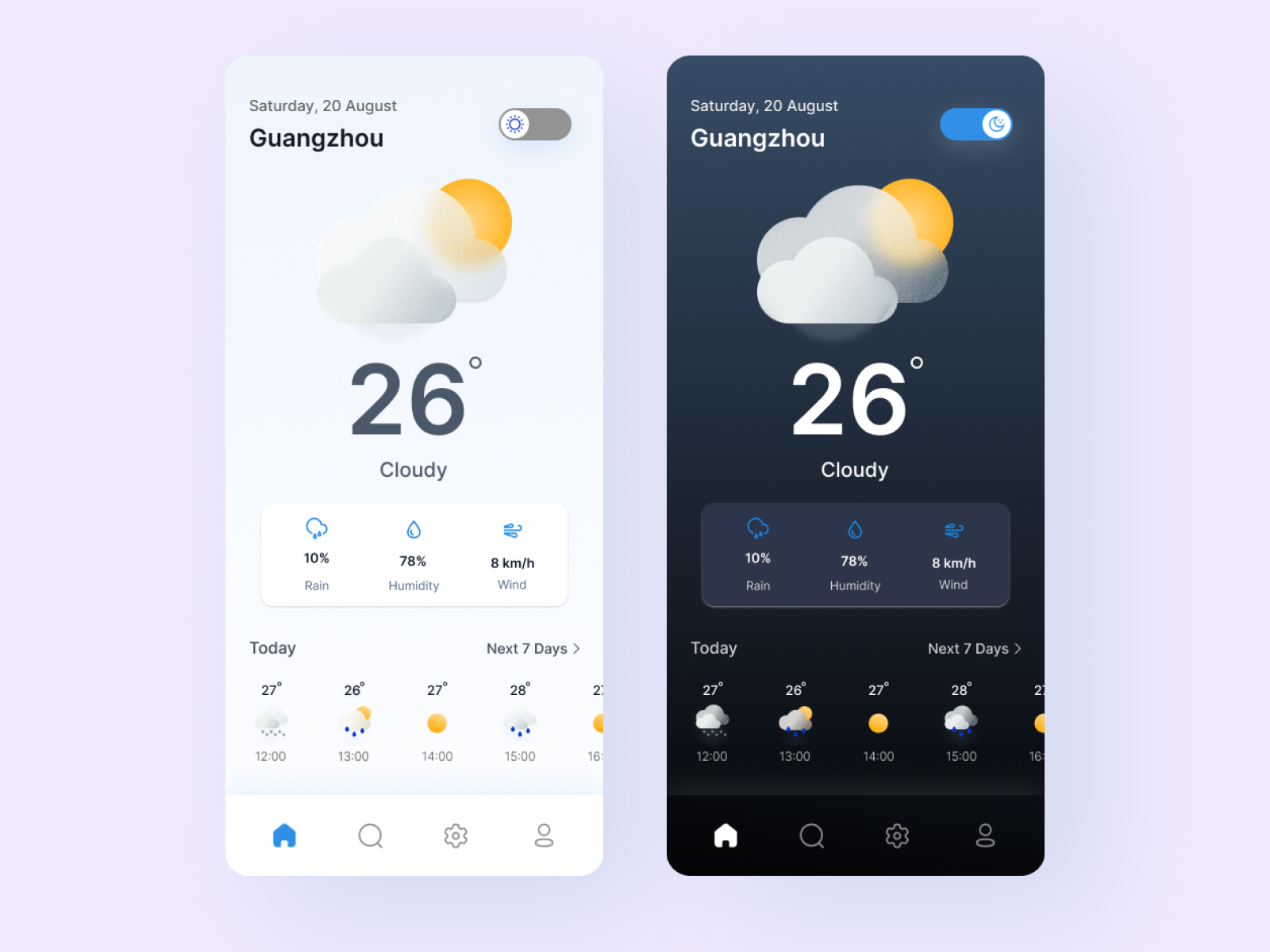 Weather App - Light / Dark Mode by Ricky Nugroho on Dribbble