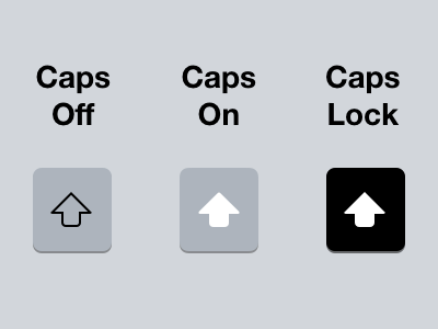 Caps states in the iOS 7.1 keyboard