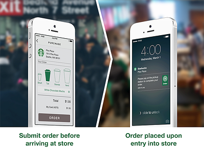 Concept - iBeacon detection to complete a transaction app ibeacon ios iphone proximity purchase starbucks transaction