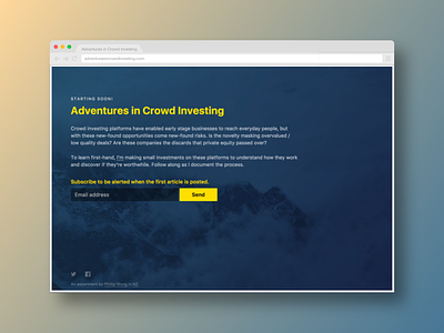 I’m starting a new project on equity crowd investing. coming soon crowd investing landing web website