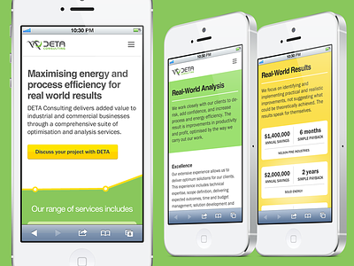 Mobile view of responsive site - WIP corporate flat green ios iphone mobile responsive web website yellow