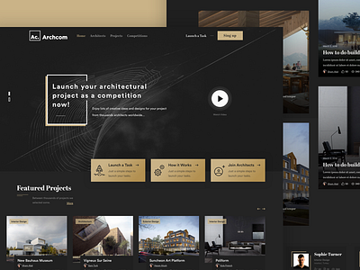 Archcom - Homepage arabic architects design freelance portofolio profile typography ui ux works