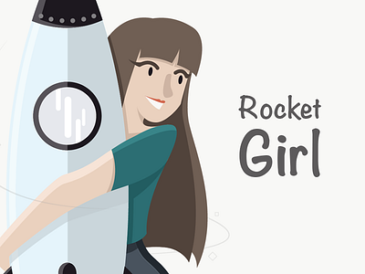 Rocket Girl flat design illustrator pen tool shaping