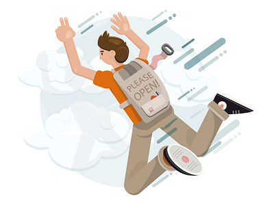 Jump Ship air clouds falling flight illustration illustrator person shapes