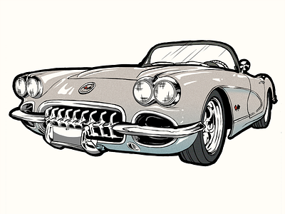 Corvette car digital art illustrated illustration photoshop