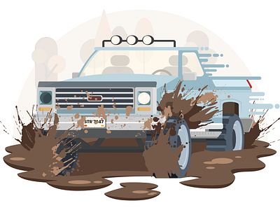Traction car flat art illustration illustrator mud truck vector
