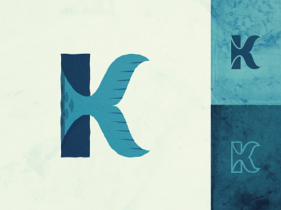 esKAYping Fish character k fin fish flipper icon k letter k logo