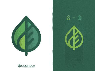 Econeer conceptual fire flame icon iconic leaf logo mark minimal sign simple symbol