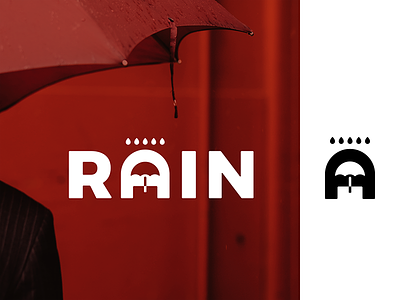 Rain a logo letter logo lettermark logo logo icon logo mark logo symbol negative space rain umbrella white space