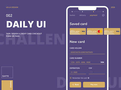 DAILY UI 002 | CREDIT CARD CHECKOUT credit card checkout dailyui dailyui002 design ui uxui