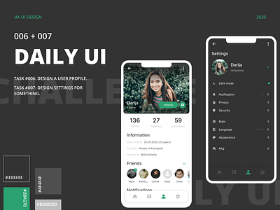 DAILY UI 006+007 | USER PROFILE AND SETTINGS dailyui dailyui006 dailyui007 design settings settings ui ui userprofile uxui