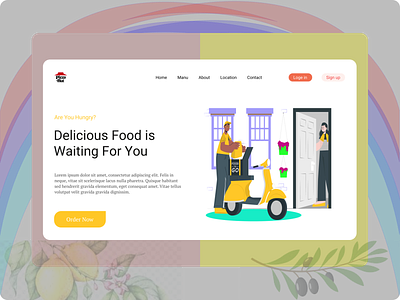 Food delivery header exploration food design header exploration header illustration homepage landing page