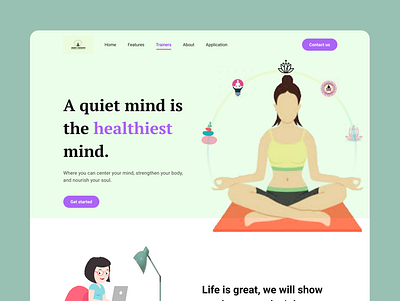 Yoga header exploration branding design figma design healthcare illustration uiux