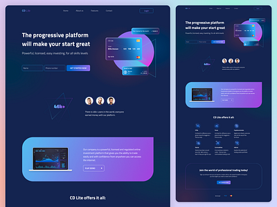 Landing page UI for trading platform design figma landing lp trading ui ux visual