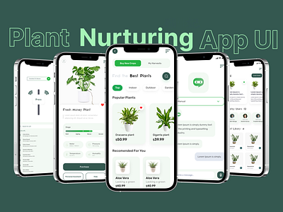 Plant Nurturing App UI app app design app ui design ecommerce illustration logo nature app plant nurture app plant sell app ui ui ux ui ux design website ui