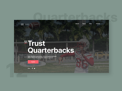 Quarterbacks - Responsive Design branding cards hero banner minimal minimalist modern responsive sports typograpghy ui uidesign web