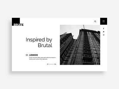 Brutalist Architecture black branding cards design hero banner minimalist minimalist design modern typography ui website