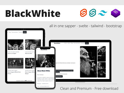 Blackwhite svelte sapper tailwind bootstrap free download design svelte ui web web design webdesign website website concept website design