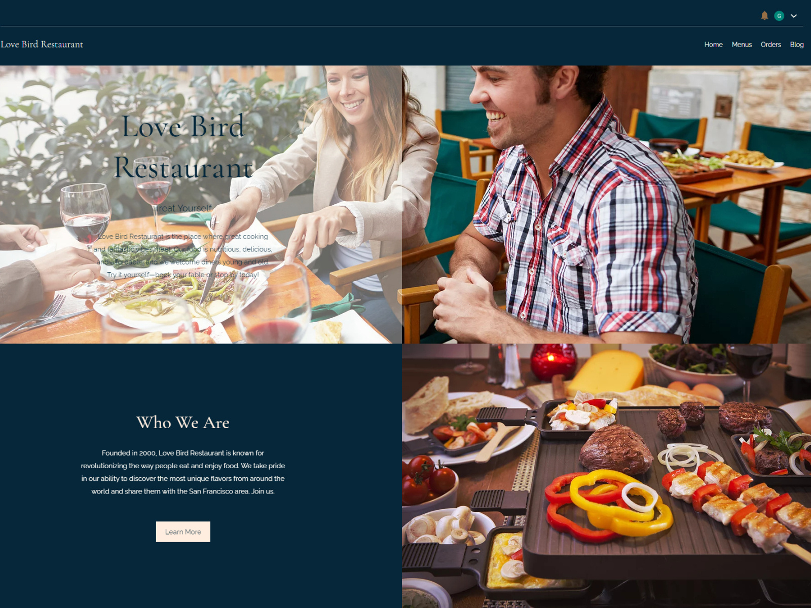 Wix Love Bird Restaurant site Design by Global Art Studio on Dribbble