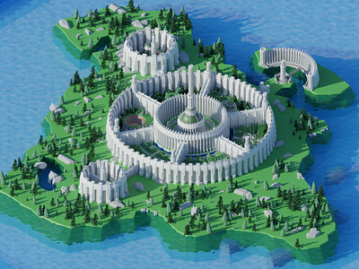 Cyrodiil Imperial City 3d blender cycles design graphic design hdri lowpoly oblivion tes