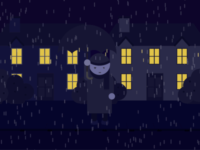 Rainy Night after effects animation flat gif illustrator motion graphics night scary