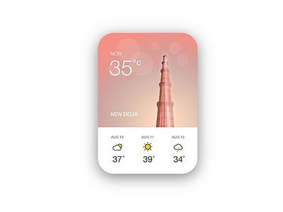 Weather App UI: Qutub Minar, New Delhi