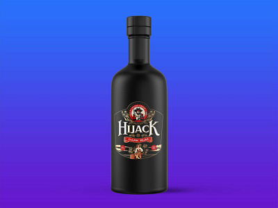 HIJACK BLACK DARK RUM BOTTLE MOCKUP 3d animation bottle branding dark design graphic design icon logo mockup motion graphics new rum typography