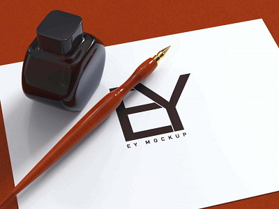 Old ink pen logo mockup