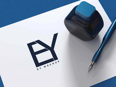 Blue Pen 3D Logo Mockup 3d amazing animation blue branding business colors creative free graphic design icon illustration logo mockup motion graphics new pen typography ui used