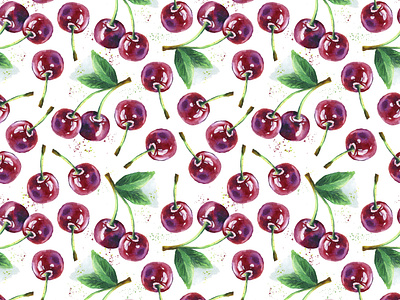 Cute modern watercolour with cherries