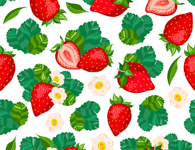 Comical strawberry seamless pattern. agriculture aroma art artistic branch collection decor design eco filling floral fresh graphic juice menu paper plant product ripe tea