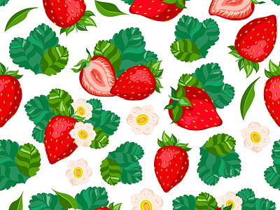 Comical strawberry seamless pattern.