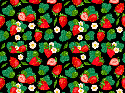 Comical strawberry seamless pattern.