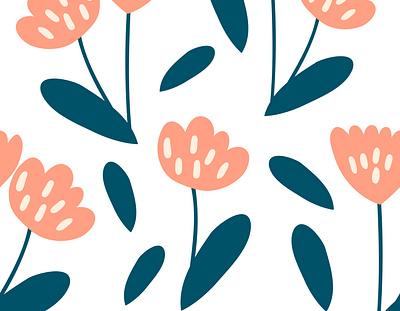 Seamless pattern with vintage hand-drawn flowers branding floral graphic design