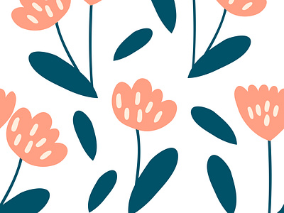 Seamless pattern with vintage hand-drawn flowers