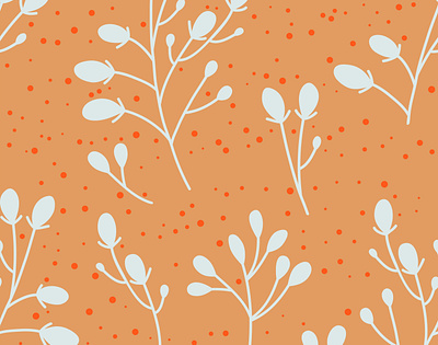 Seamless pattern of branches with berries drawn by hand branding floral graphic design
