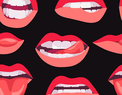 Seamless drawing of women's lips. illustration