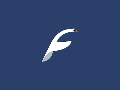 Swan + F animal bird brand f fly illustration logo mark swan symbol