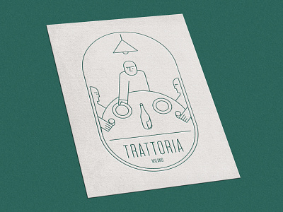 Trattoria illustration letterpress mockup print vector